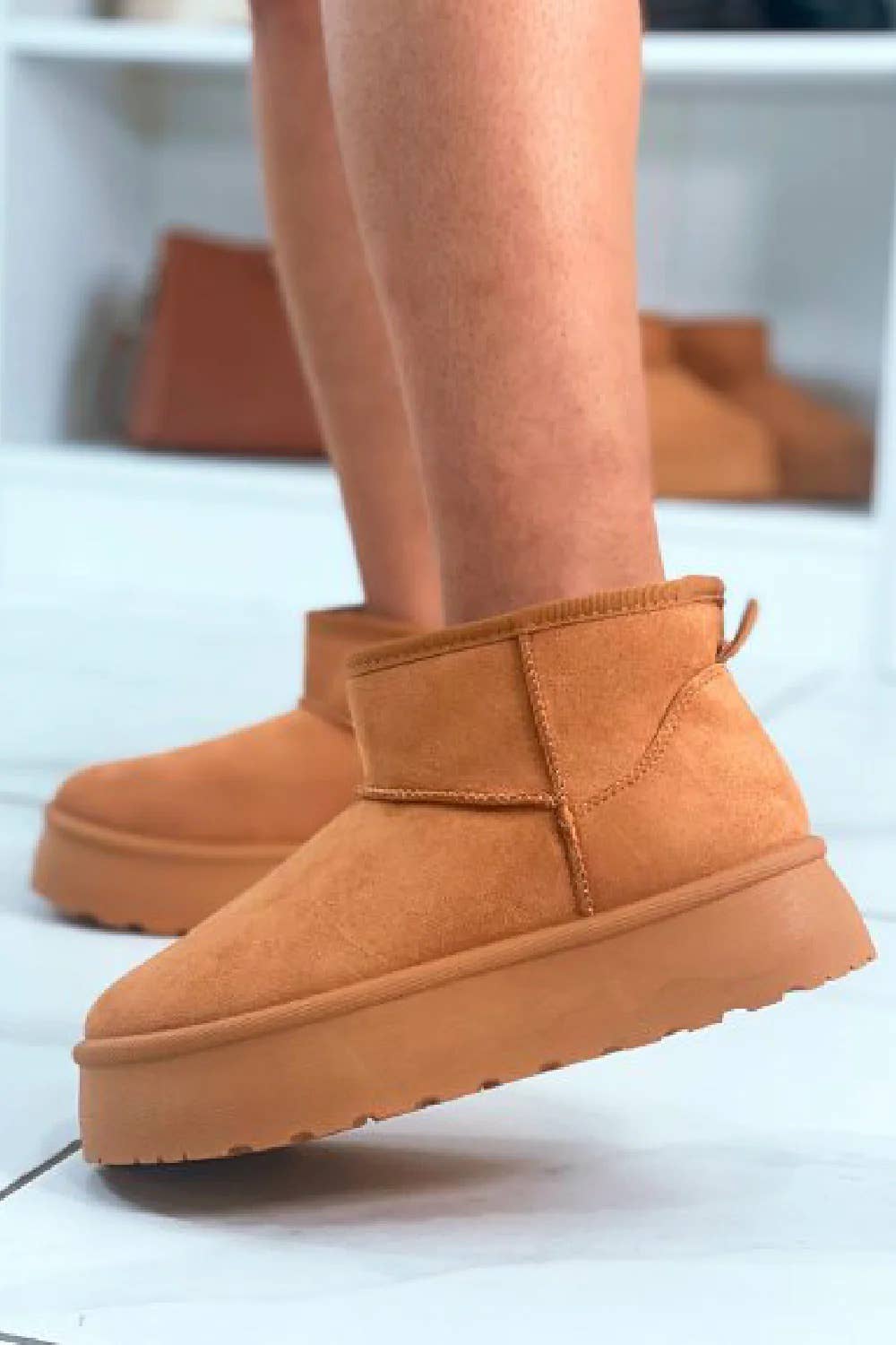 CHESTNUT PLATFORM ANKLE BOOTS