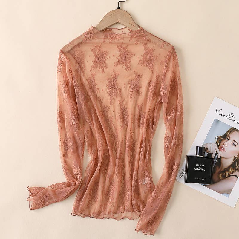 On Edge Lace Top: Rust