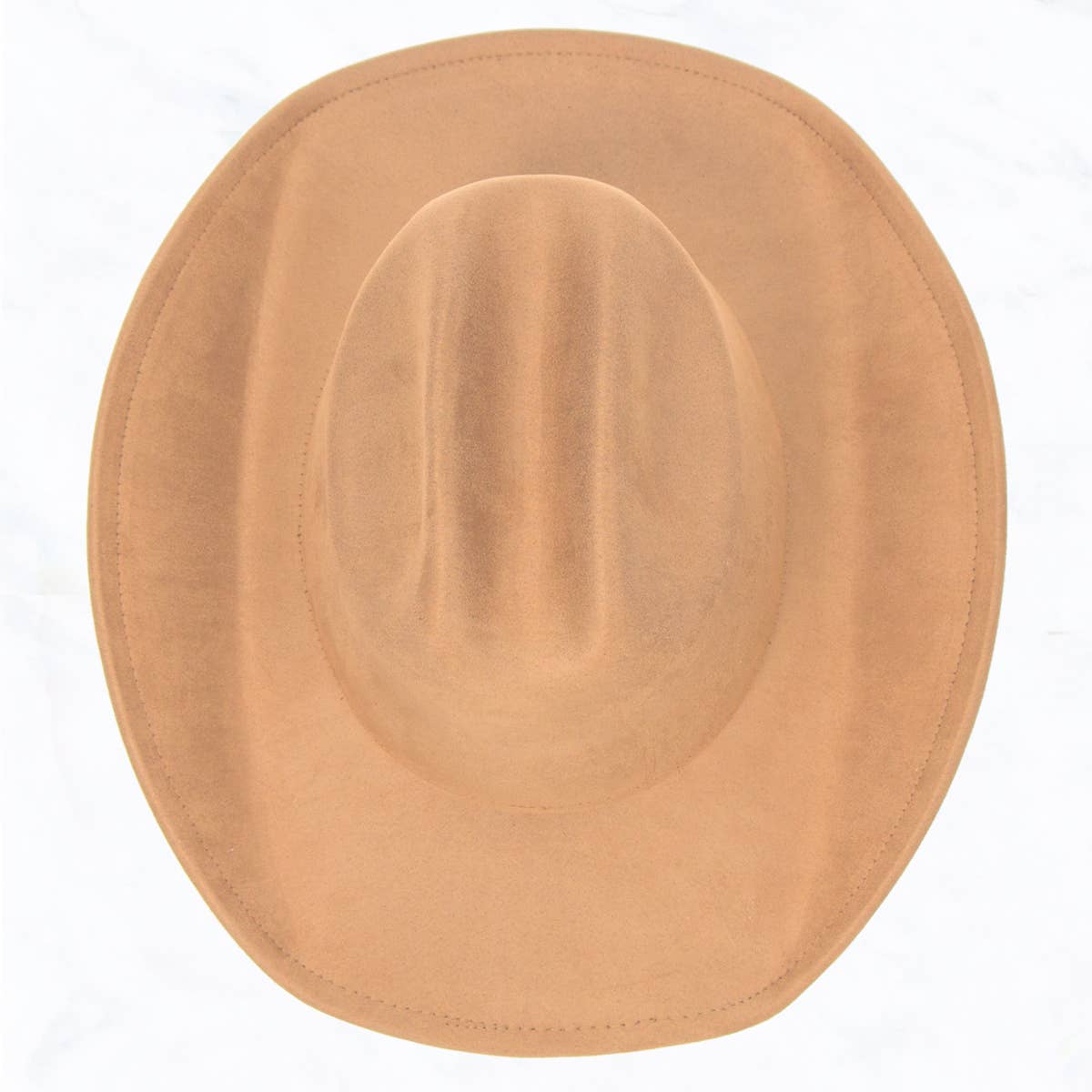 Big Brim Suede Western Cowboy Fedora Hat: Ivory