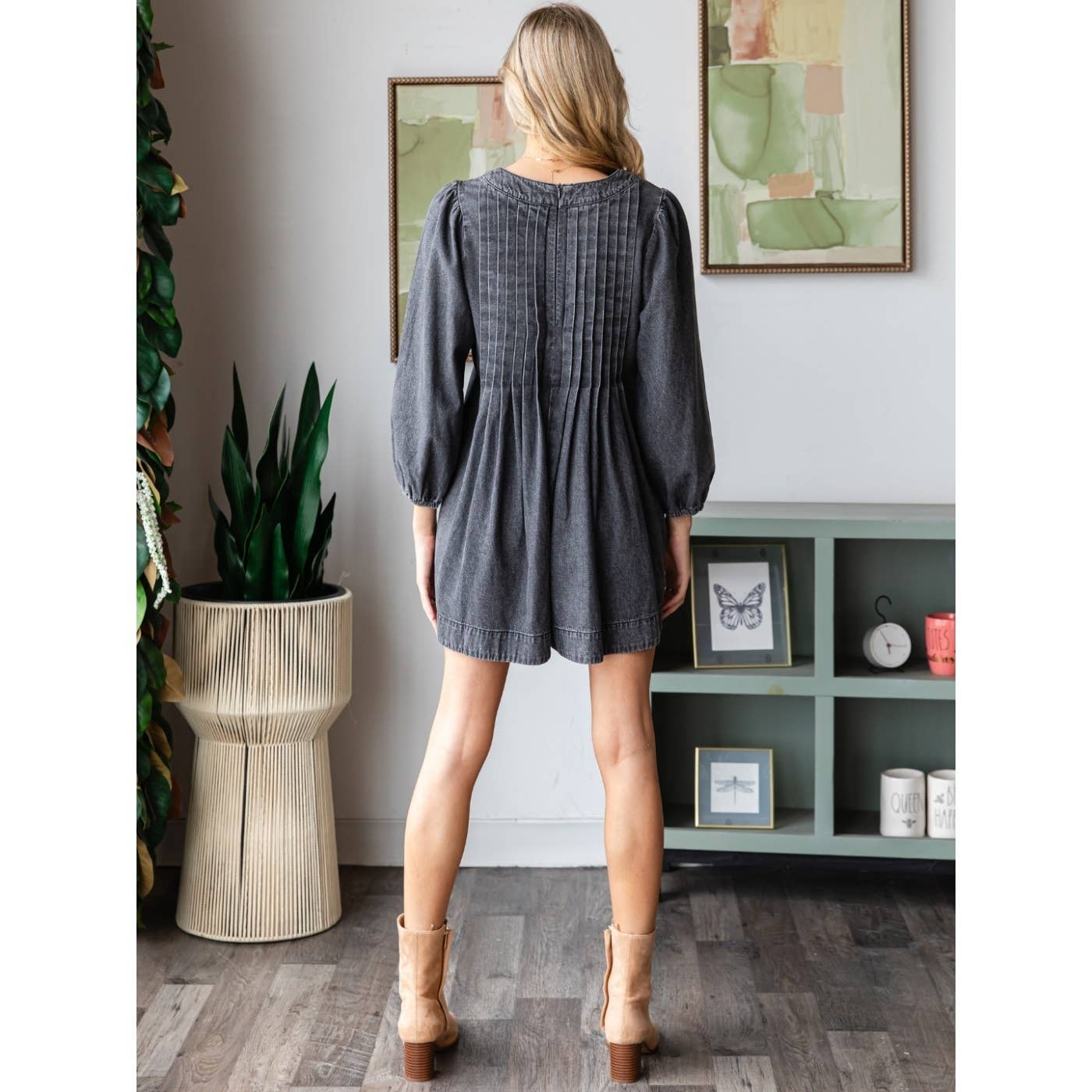 Denim Grey Willow Romper (long sleeve)