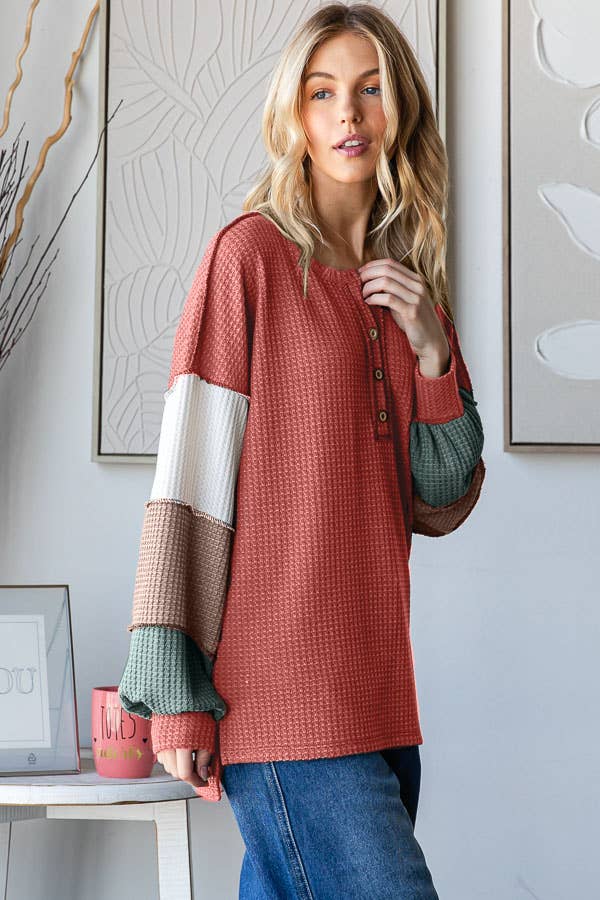 Rustwood Waffle Henley Top