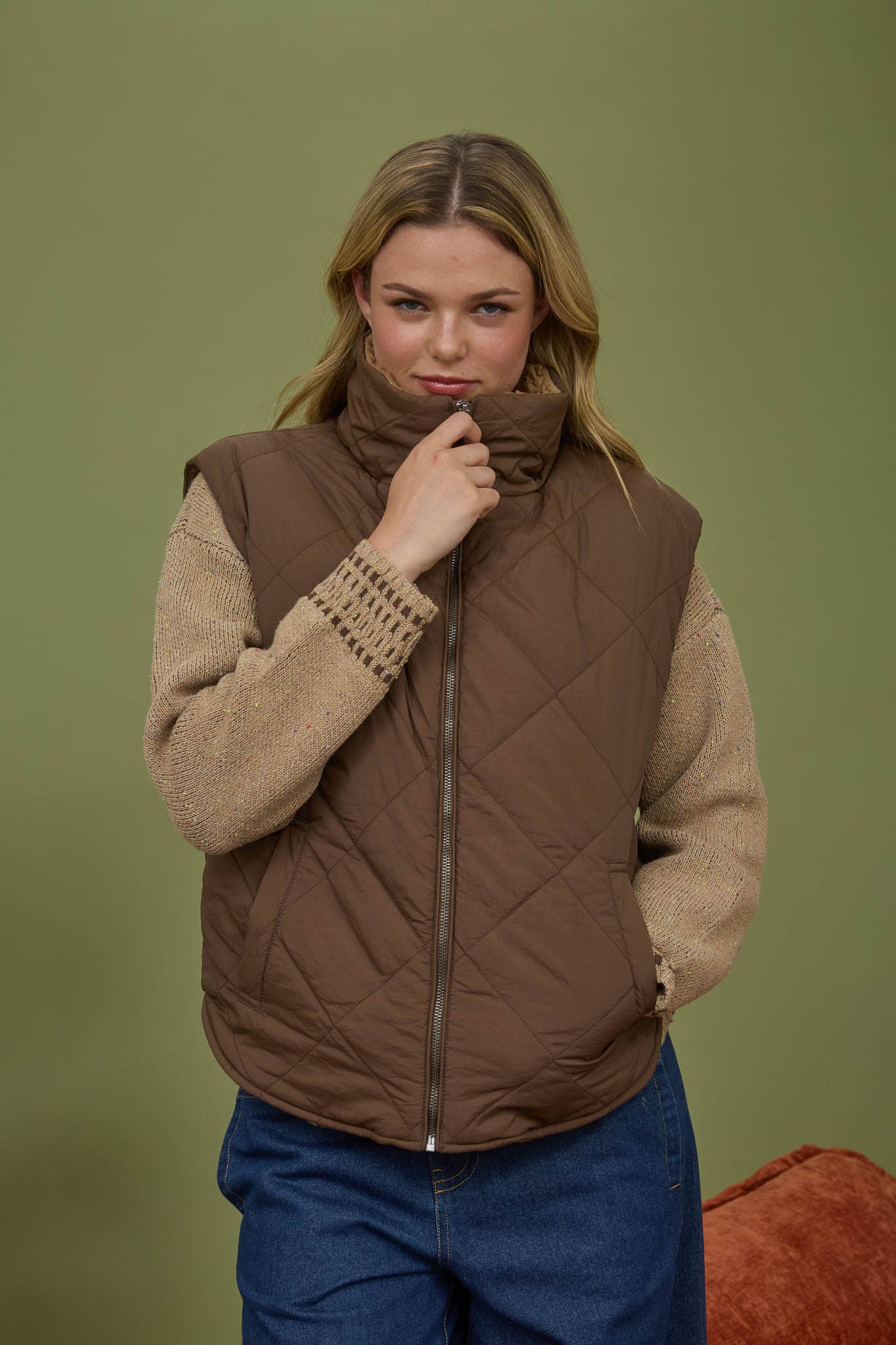 Hazel Quilted Fleece Lined Puffer Vest