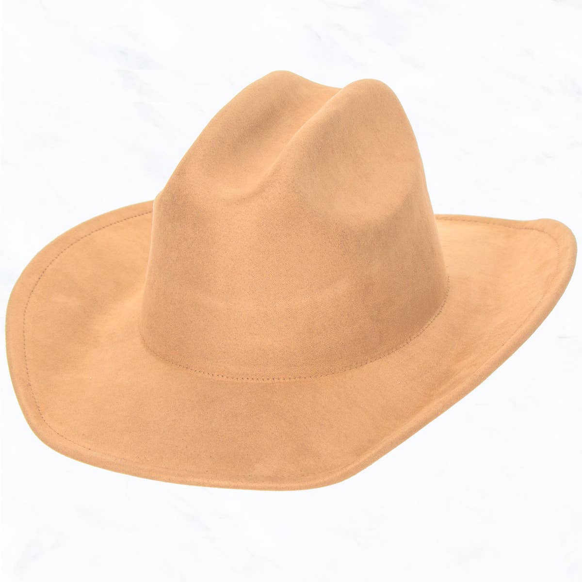 Big Brim Suede Western Cowboy Fedora Hat: Ivory