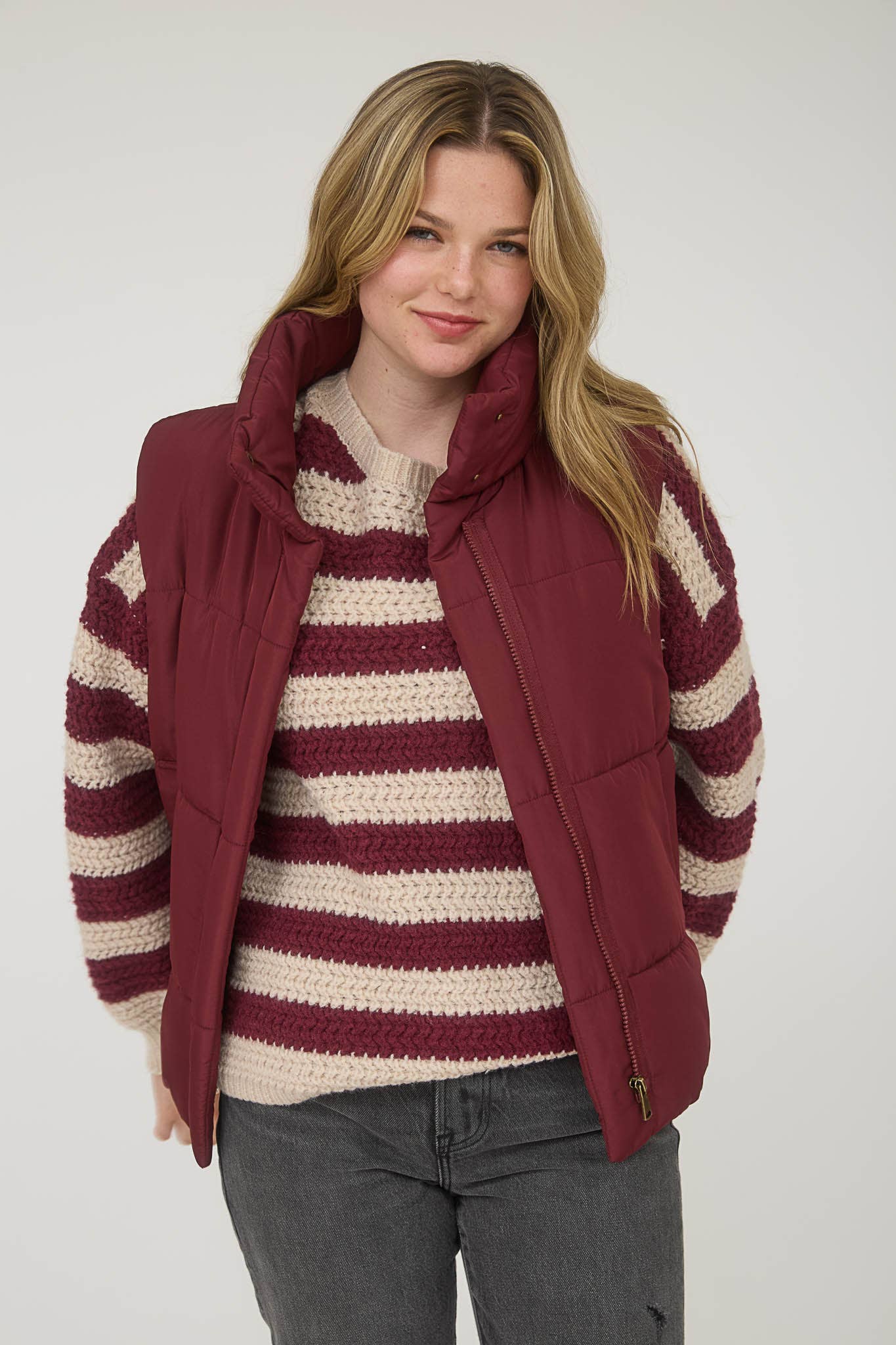 Burgundy Vibes Puffer Vest