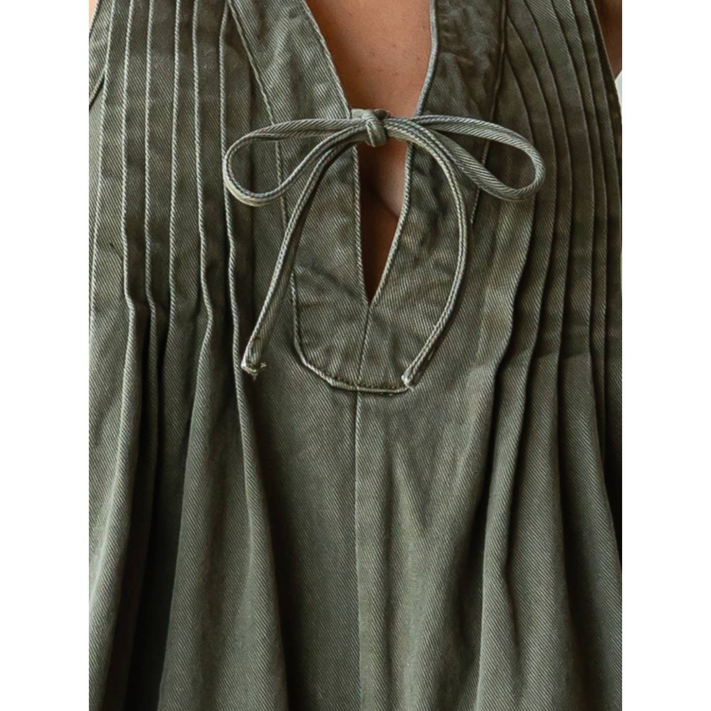 Denim Olive Willow Romper (Long Sleeve)