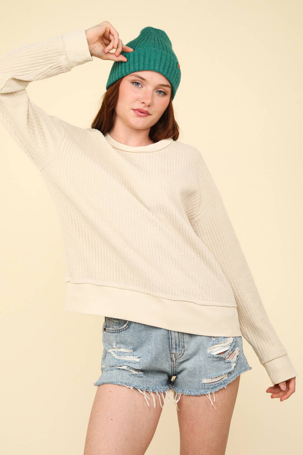 Soft Cream Oversized Top