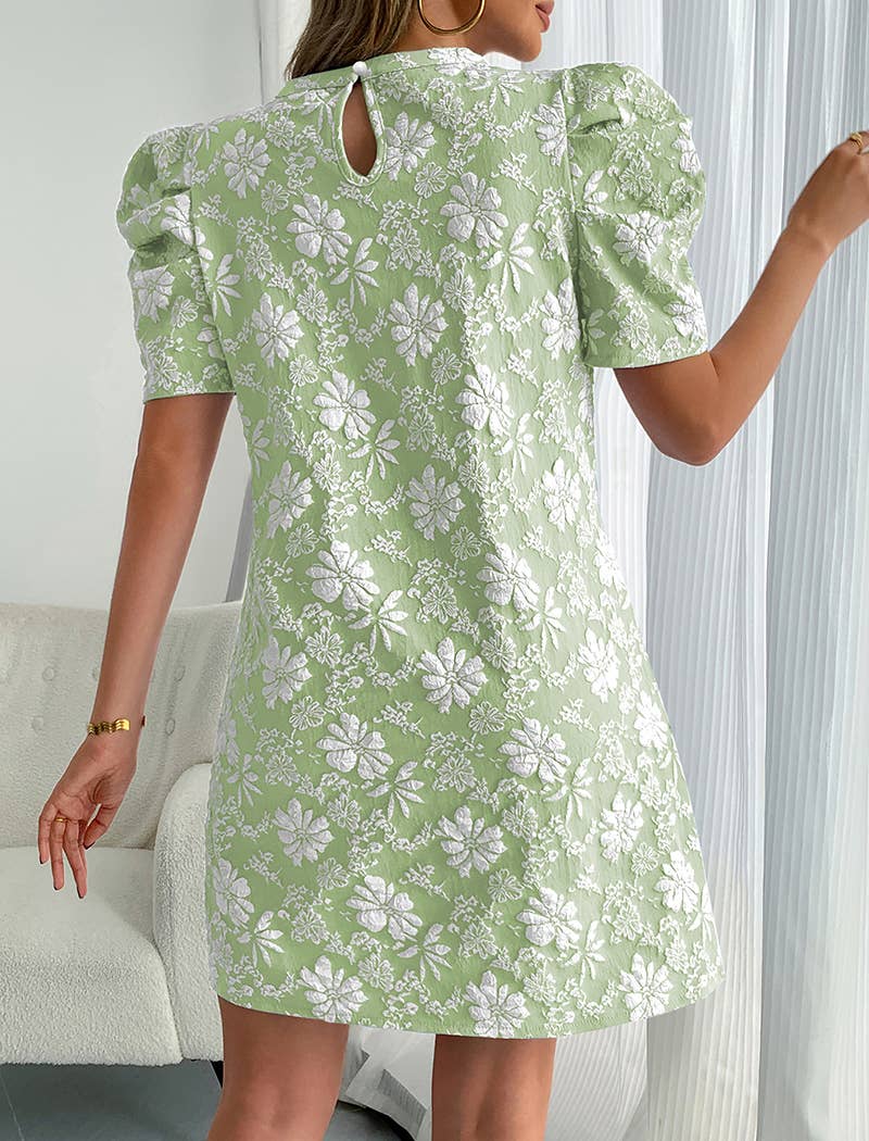 Mint Green Floral Mini Dress