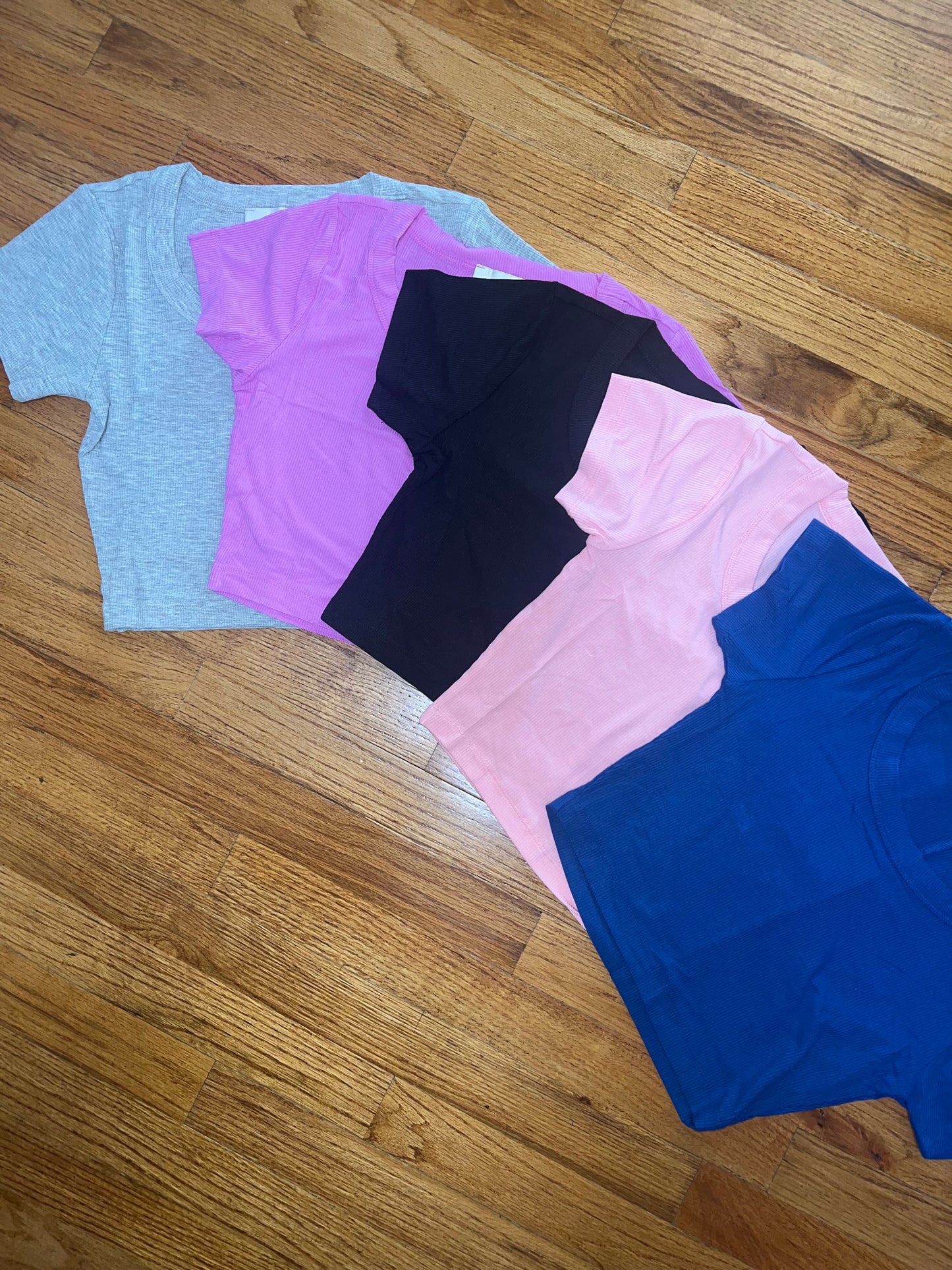 Layering Ribbed Crop Tees
