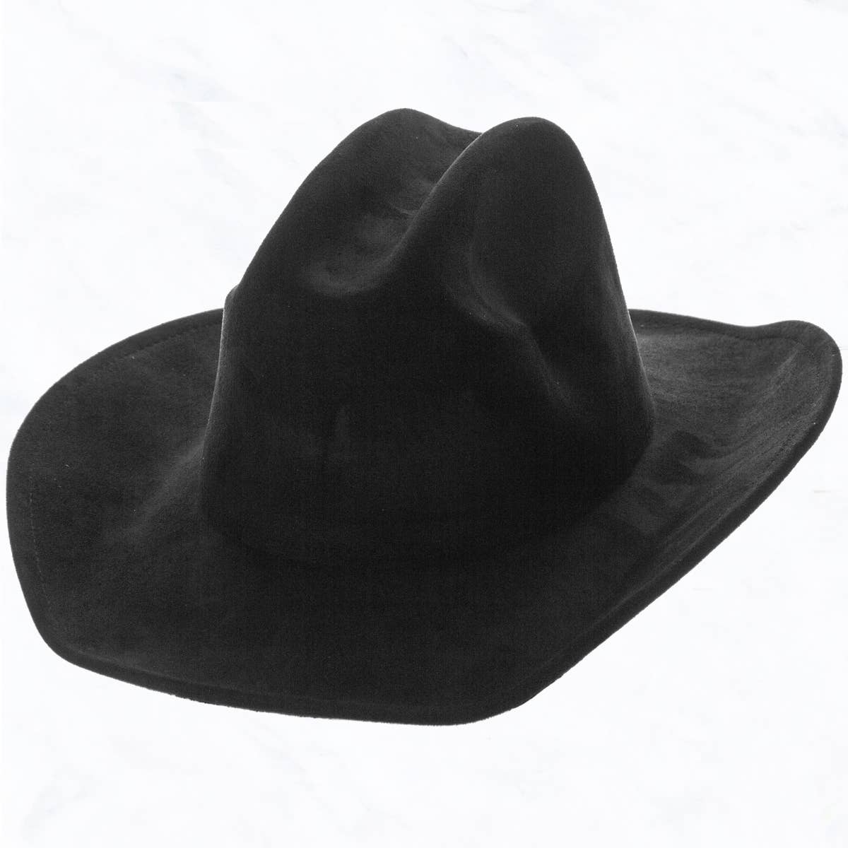Big Brim Suede Western Cowboy Fedora Hat: Ivory