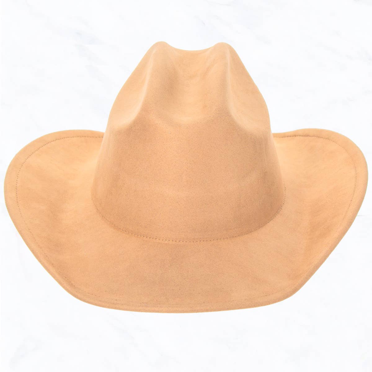 Big Brim Suede Western Cowboy Fedora Hat: Ivory