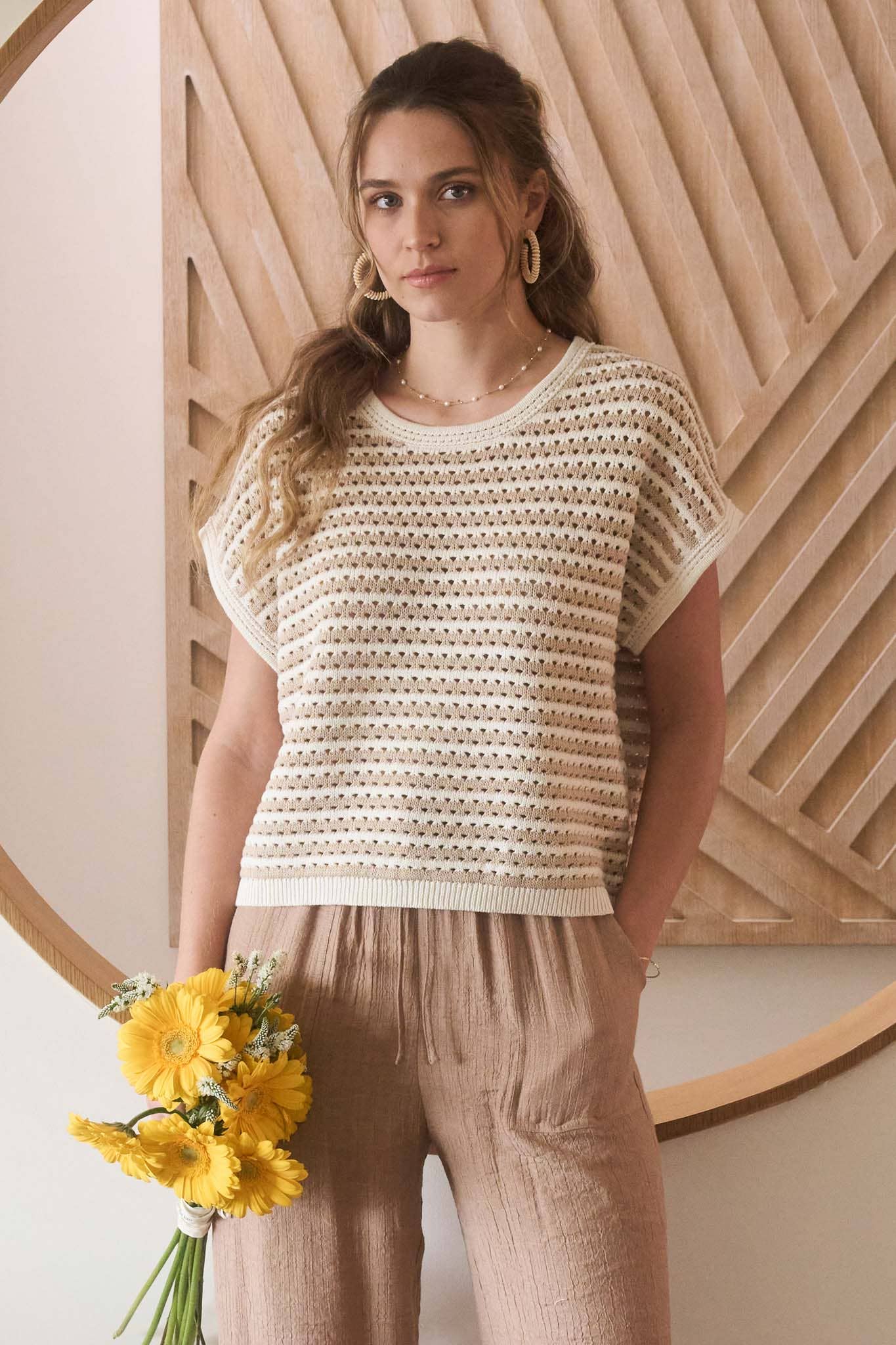 Khaki Stripe Harvest Sweater