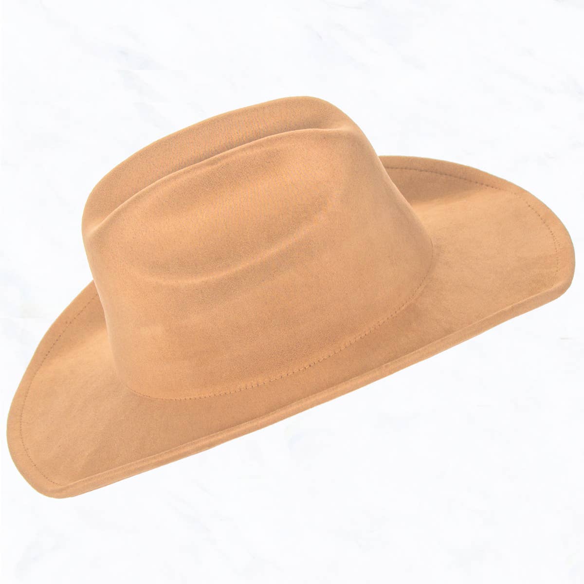 Big Brim Suede Western Cowboy Fedora Hat: Ivory