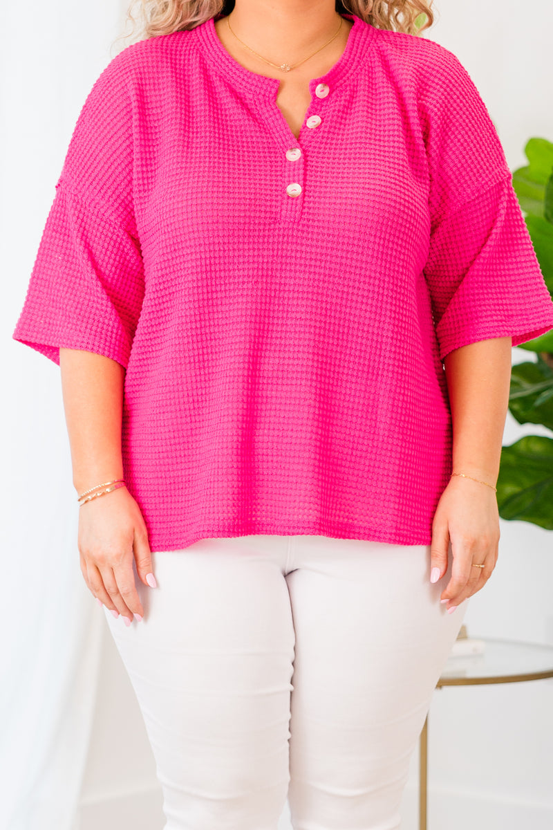 Dark Pink Waffle Top