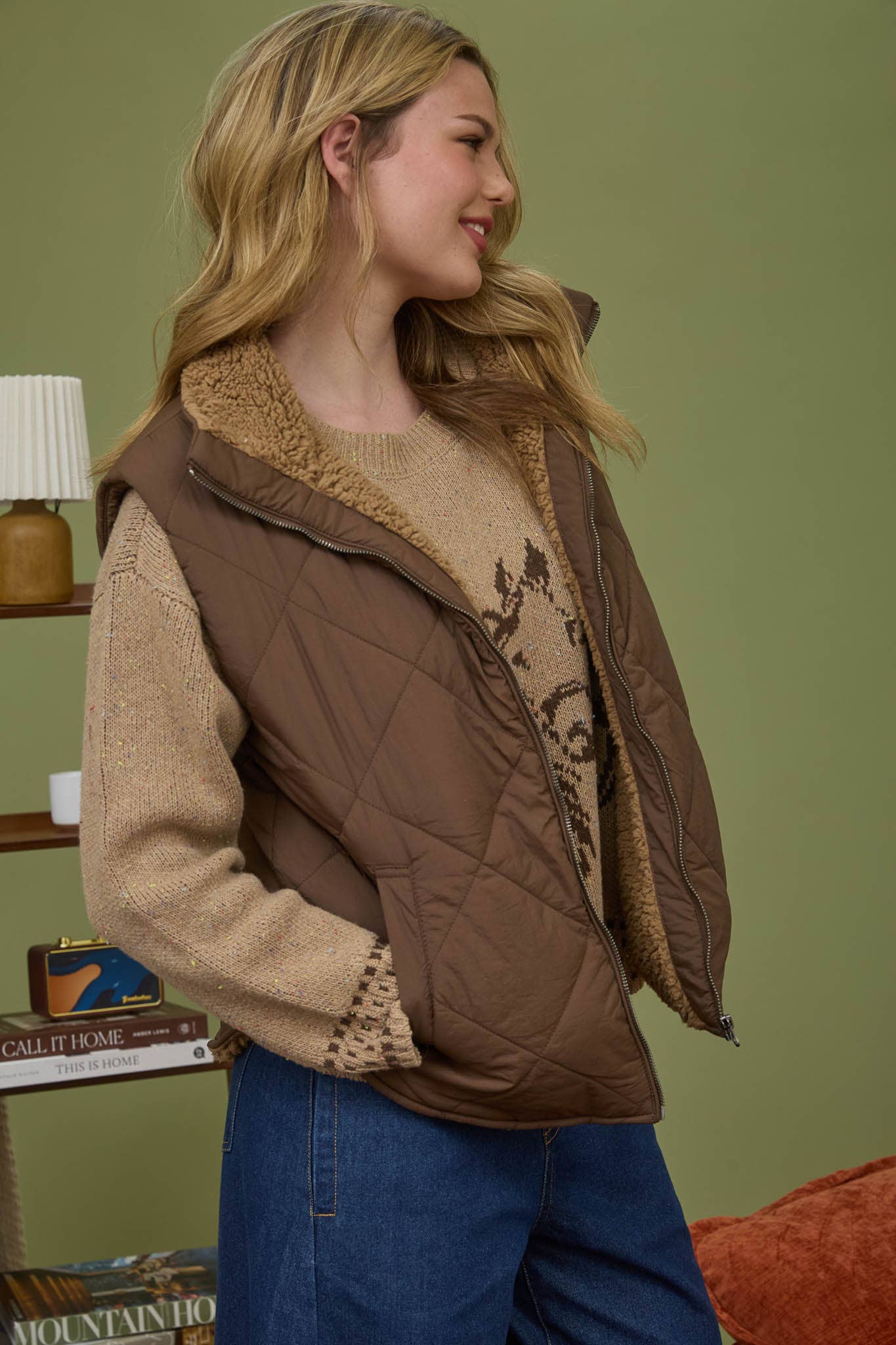 Hazel Quilted Fleece Lined Puffer Vest