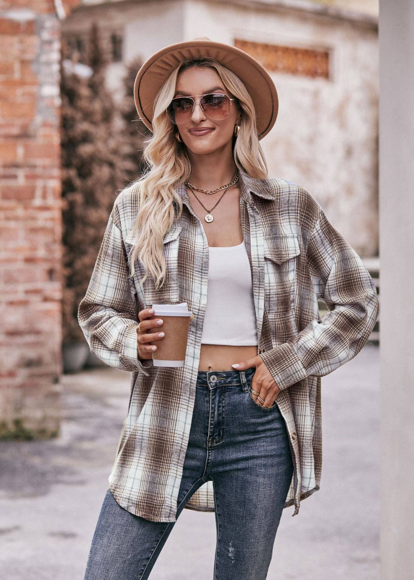 Fall Coffee Plaid Flannel
