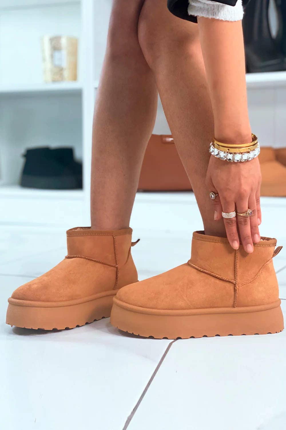 CHESTNUT PLATFORM ANKLE BOOTS