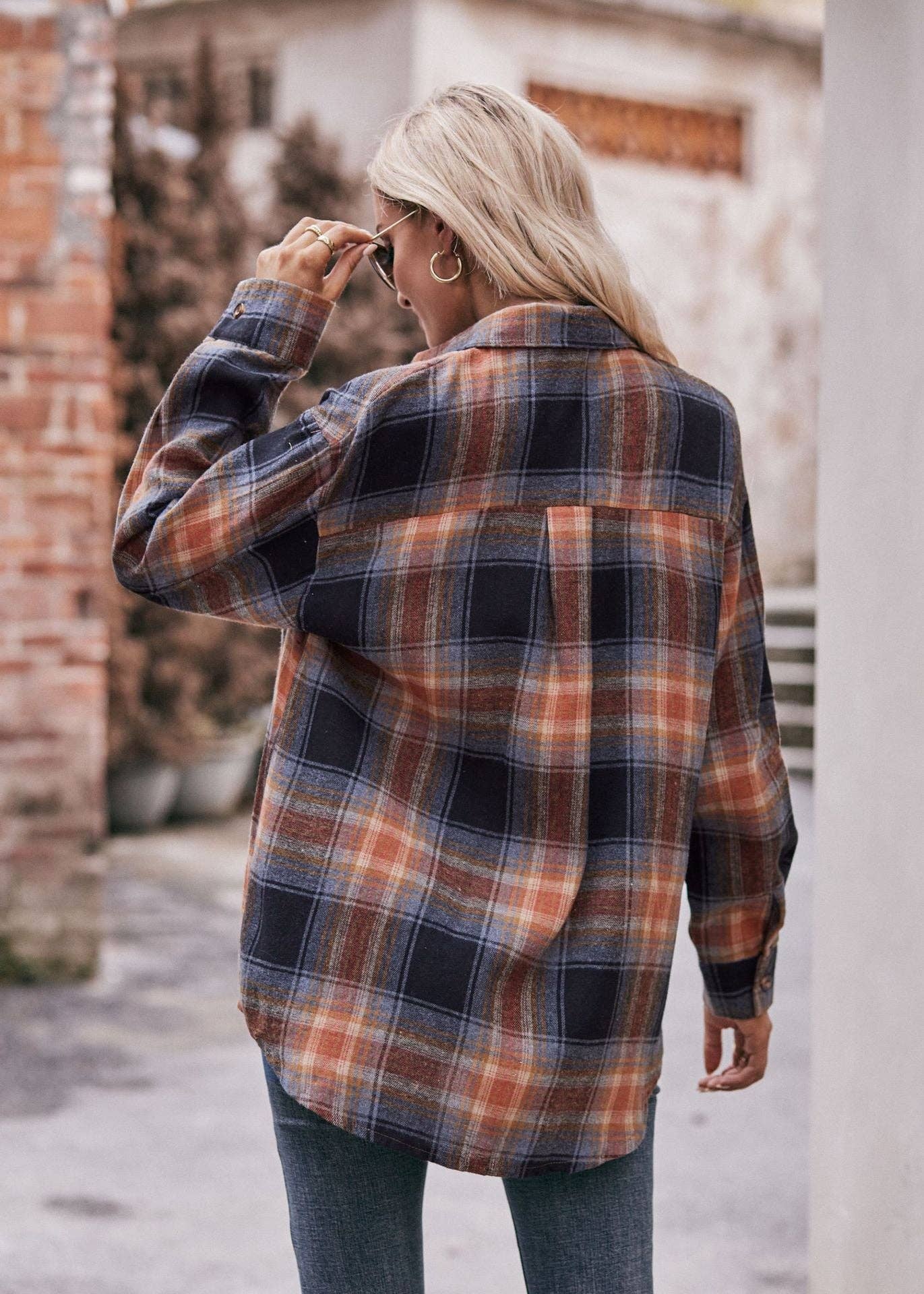 Fall Khaki Plaid Flannel