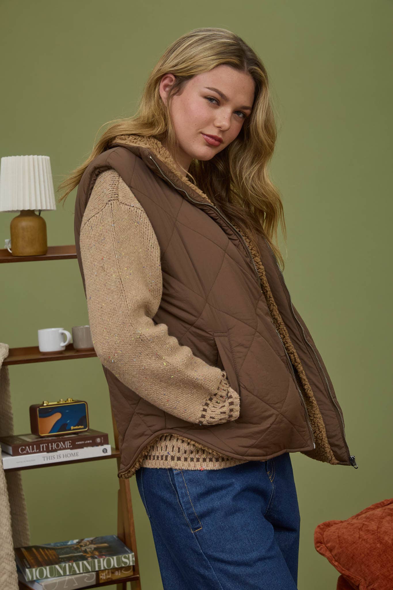 Hazel Quilted Fleece Lined Puffer Vest
