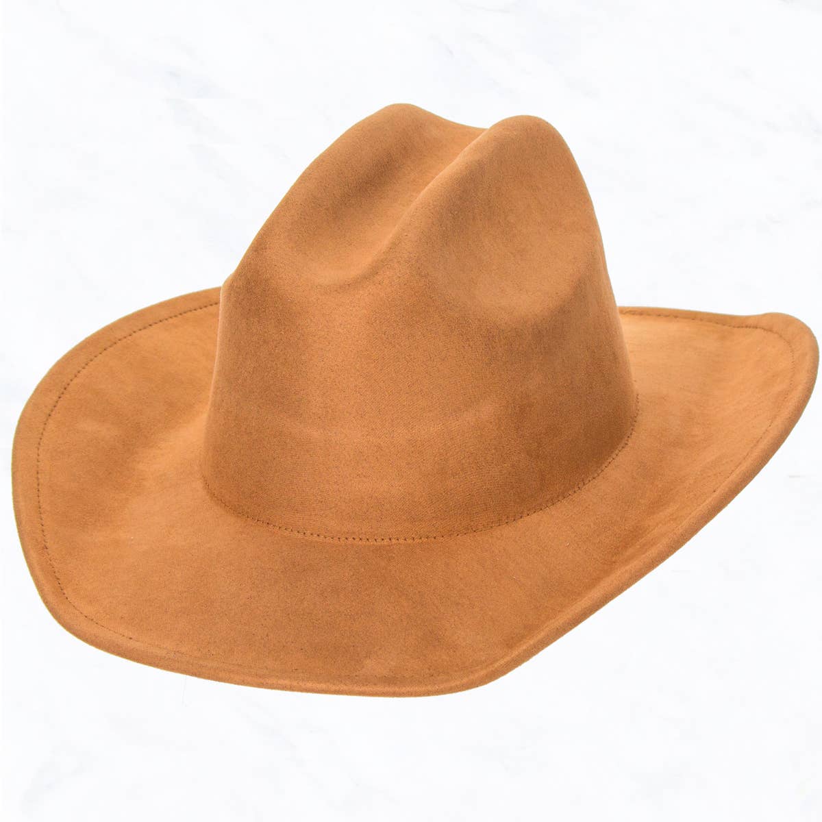 Big Brim Suede Western Cowboy Fedora Hat: Ivory