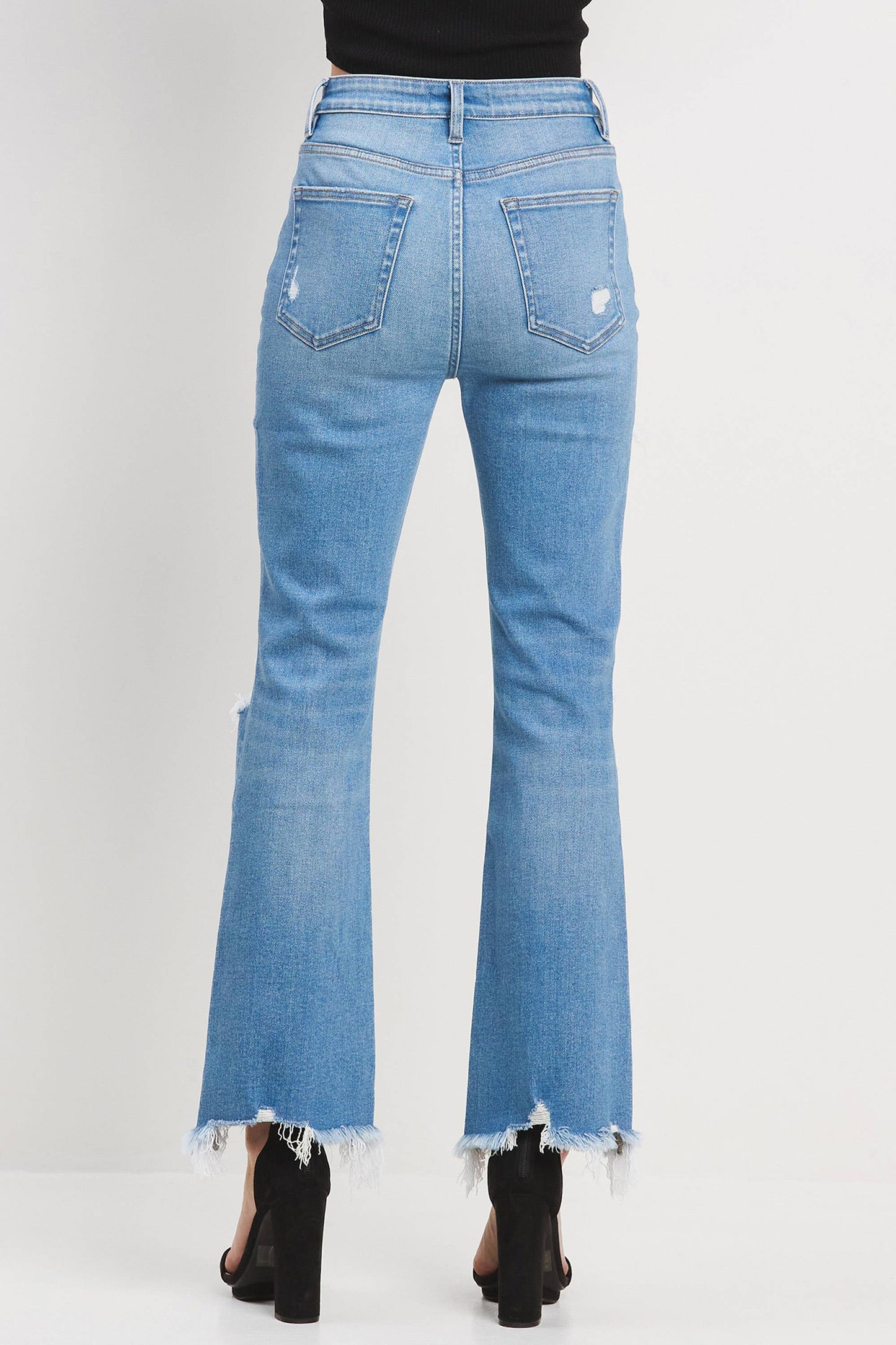 Distressed Denim Crop Jeans