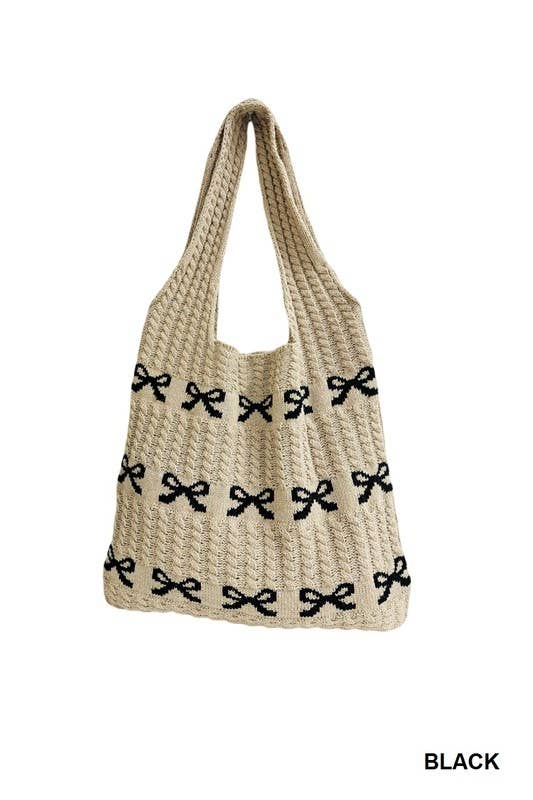 Black Bow Crochet Bag
