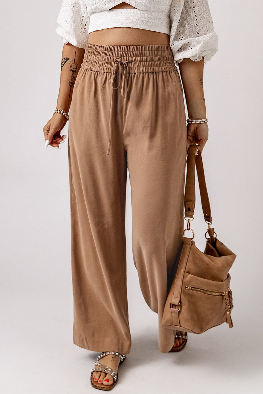 Sandstone Wide Leg Flowy Pants