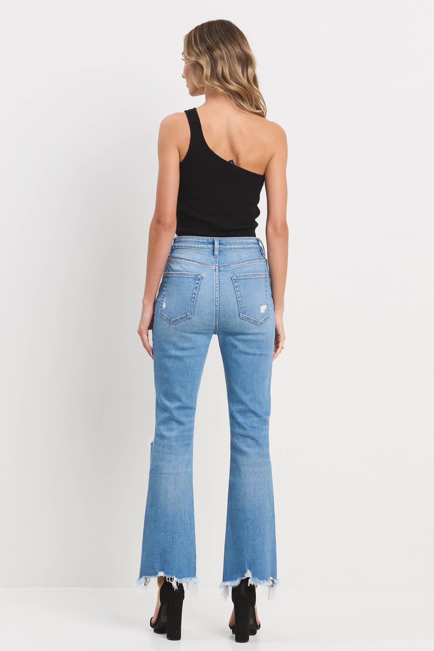 Distressed Denim Crop Jeans