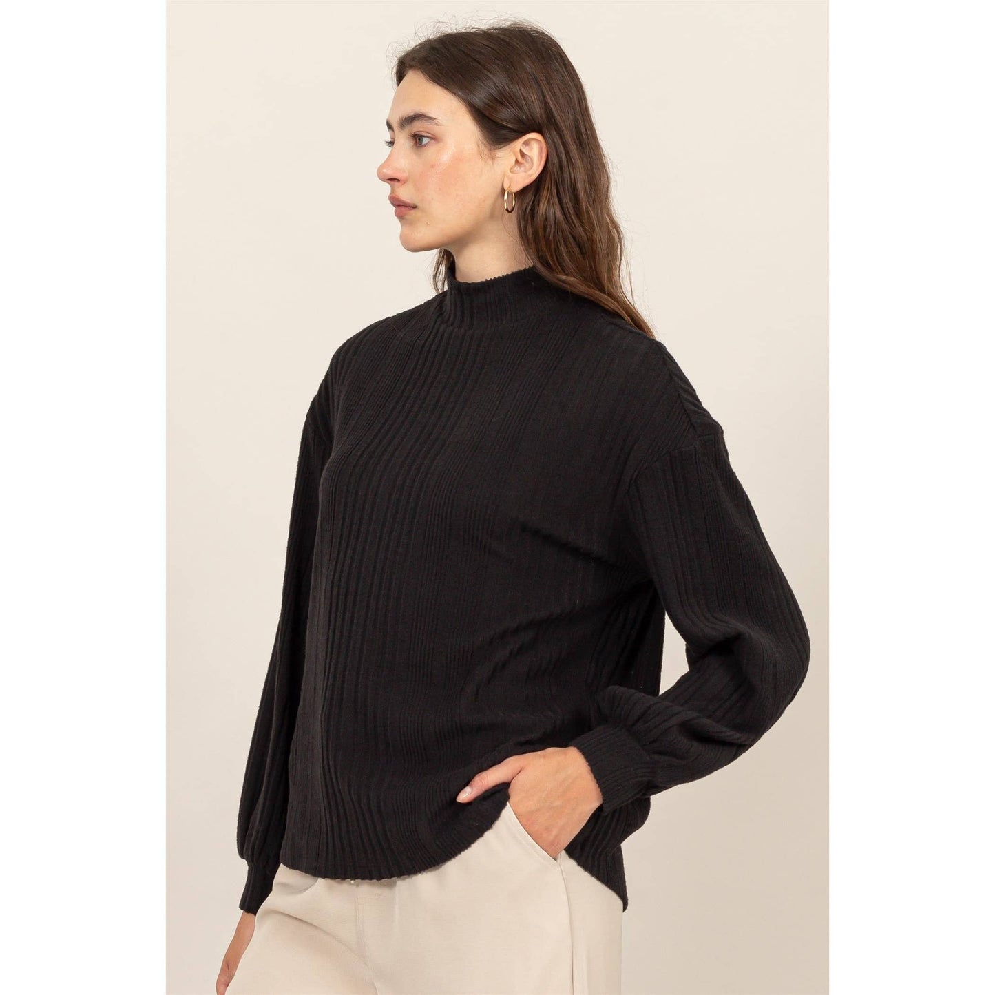 Angelina Black Ribbed Sweater