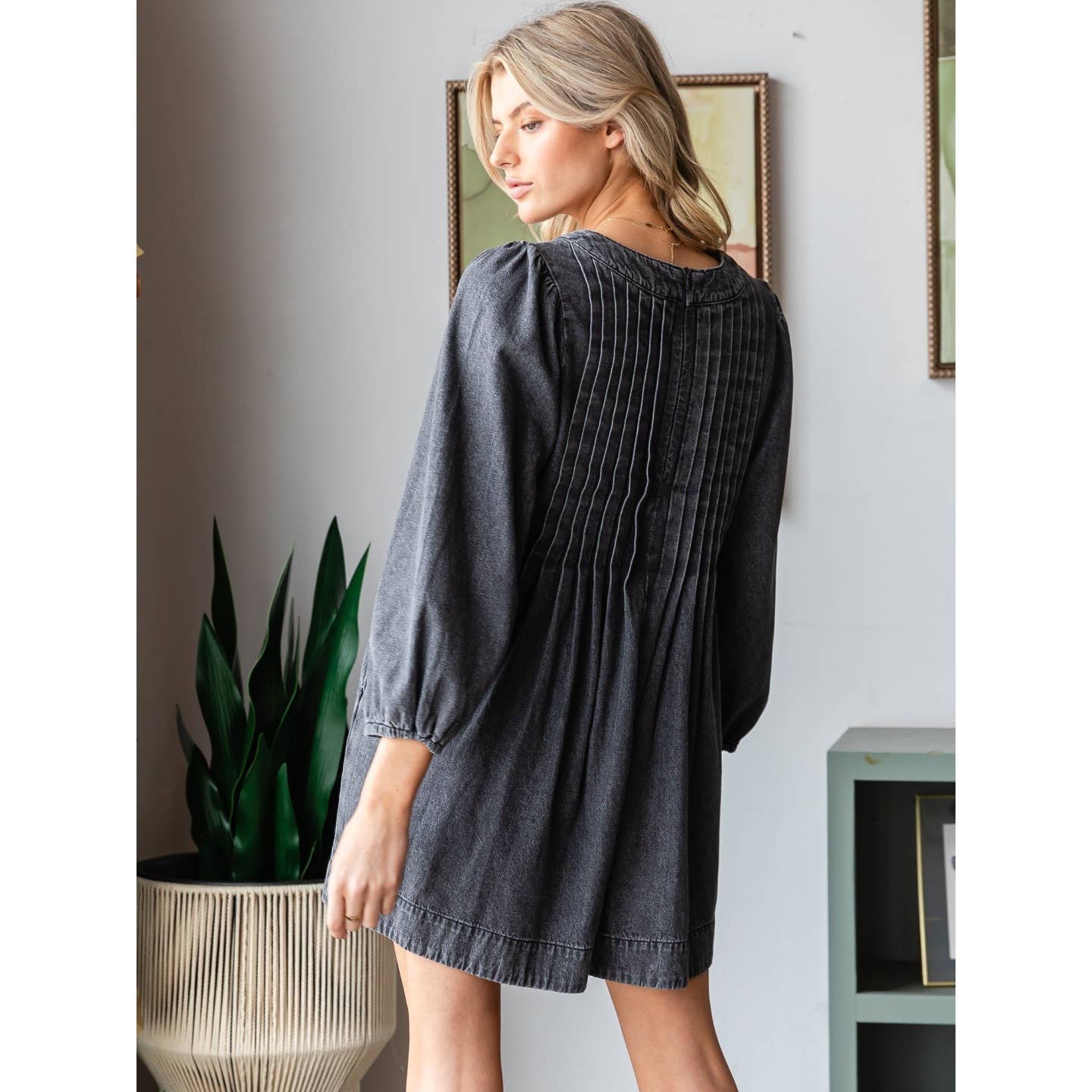 Denim Grey Willow Romper (long sleeve)