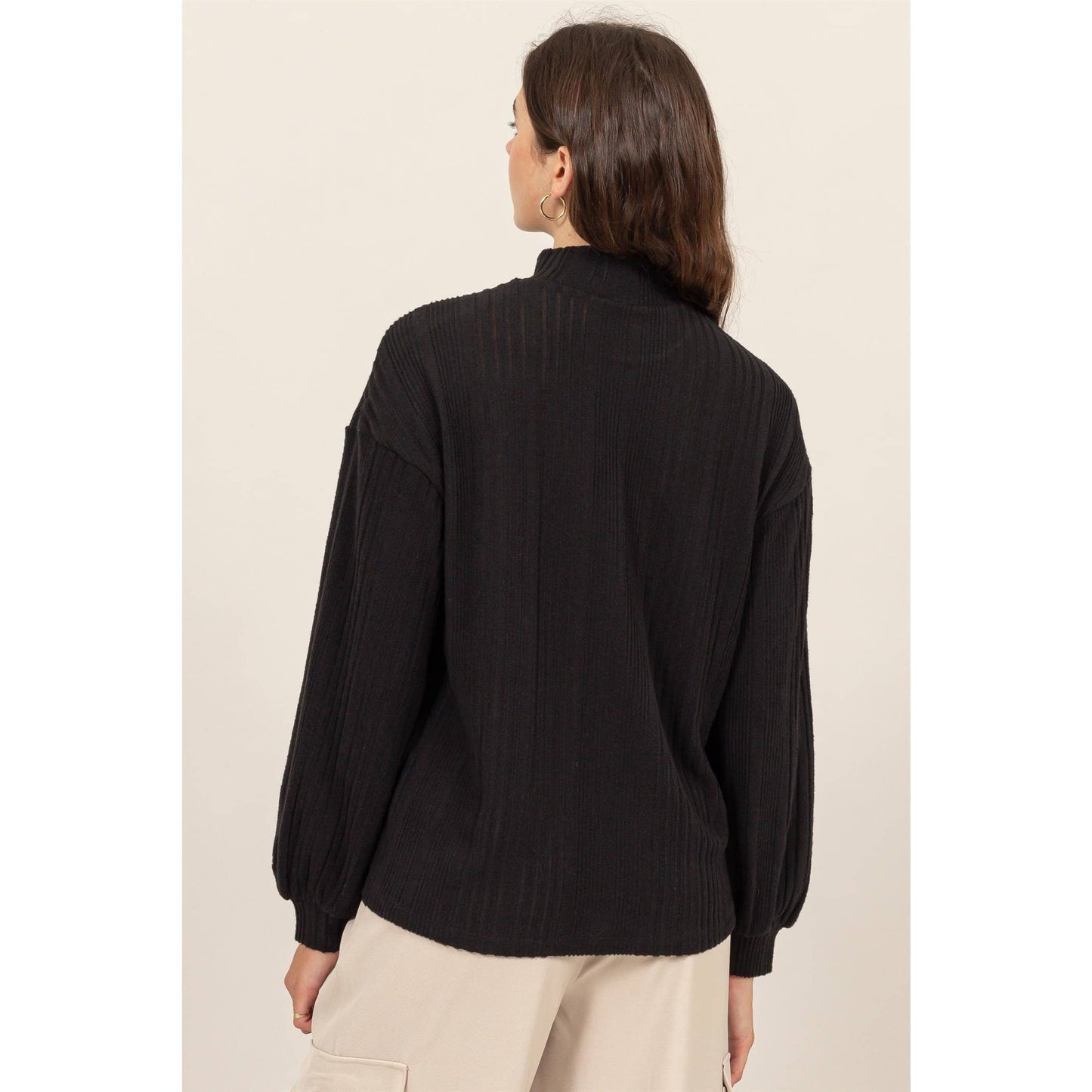 Angelina Black Ribbed Sweater