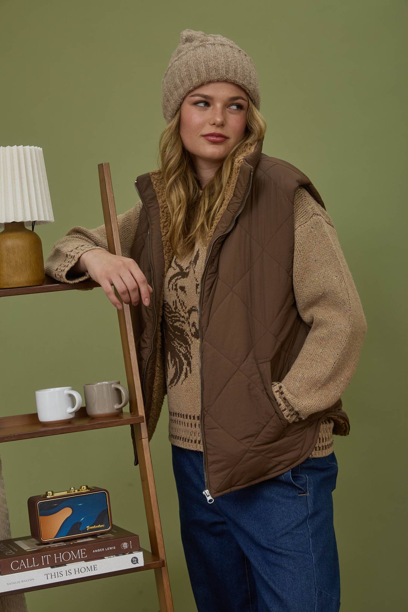 Hazel Quilted Fleece Lined Puffer Vest