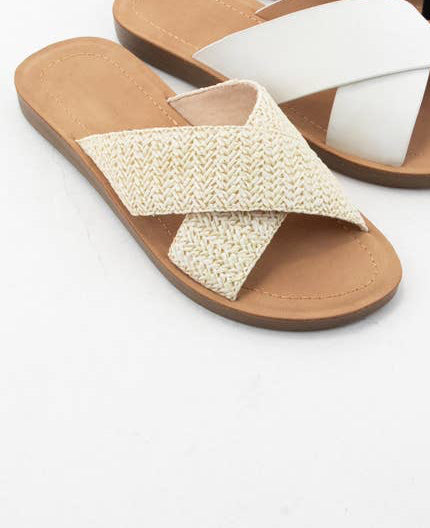 Raffia Criss Cross Flexible Sole Sandal