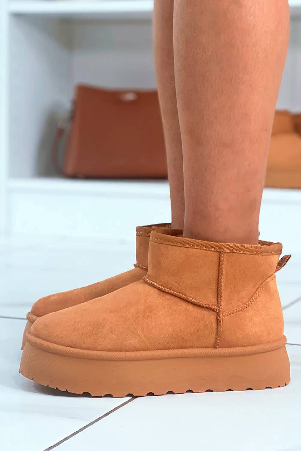 CHESTNUT PLATFORM ANKLE BOOTS