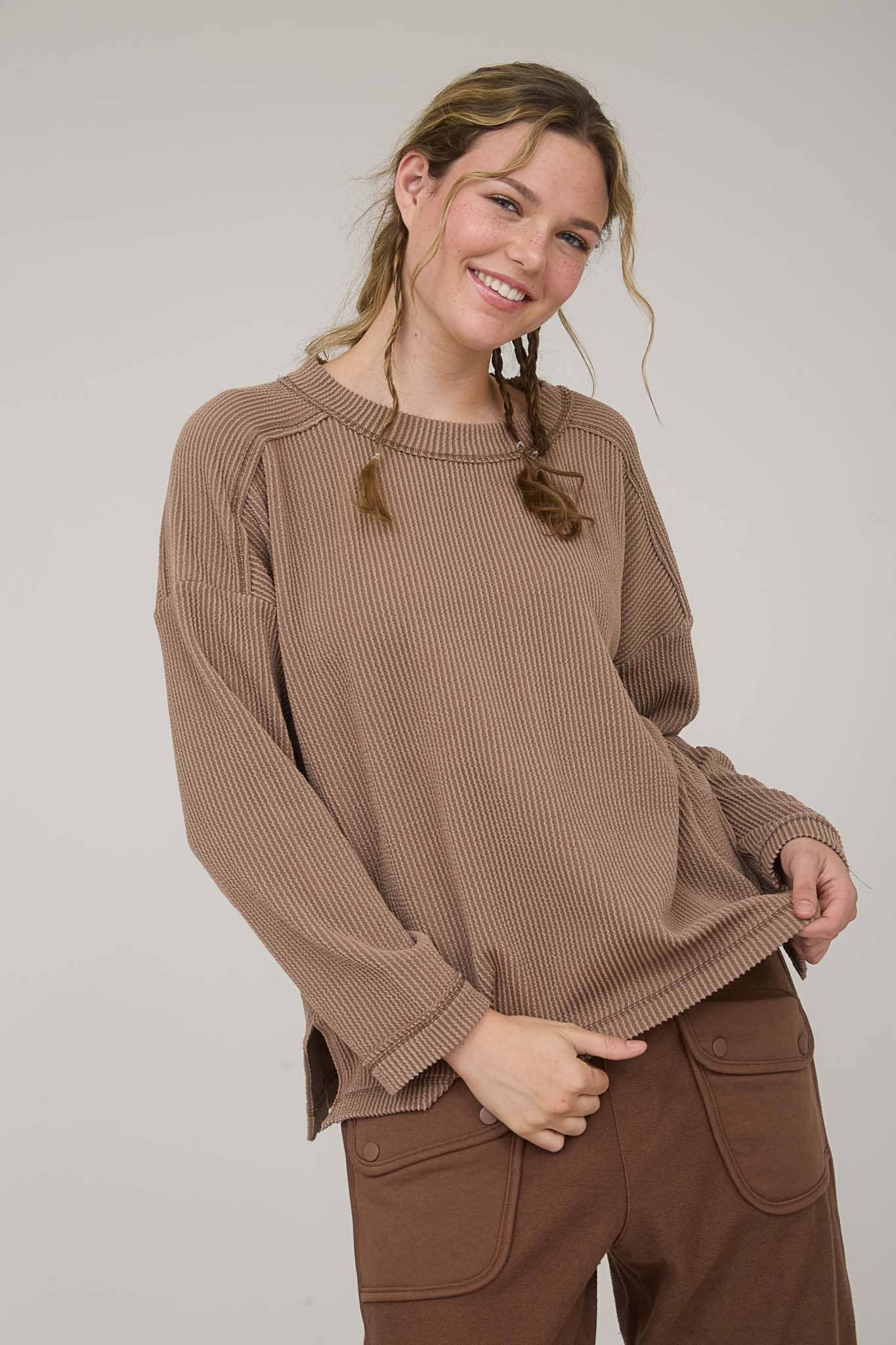 Mocha Ribbed Top