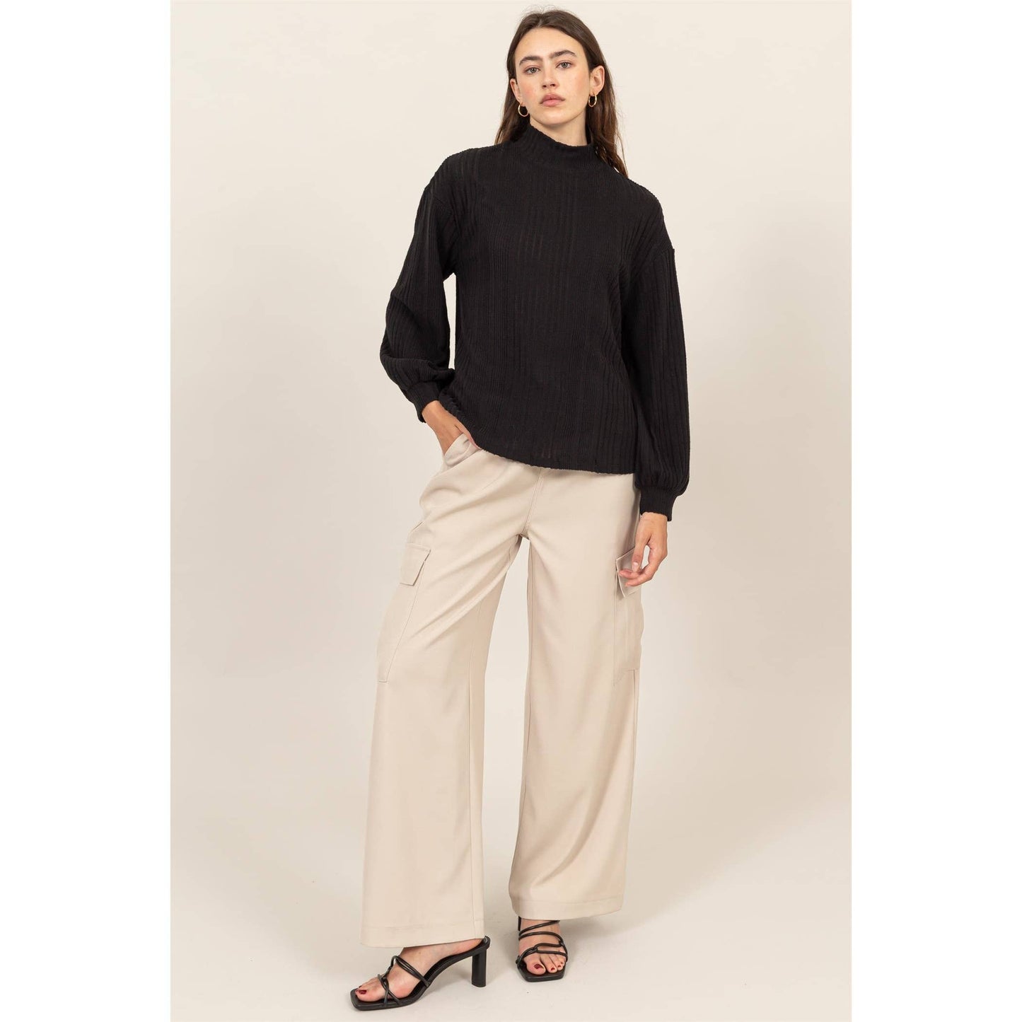 Angelina Black Ribbed Sweater