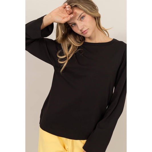 Black Crew Neck Long Sleeve Tee