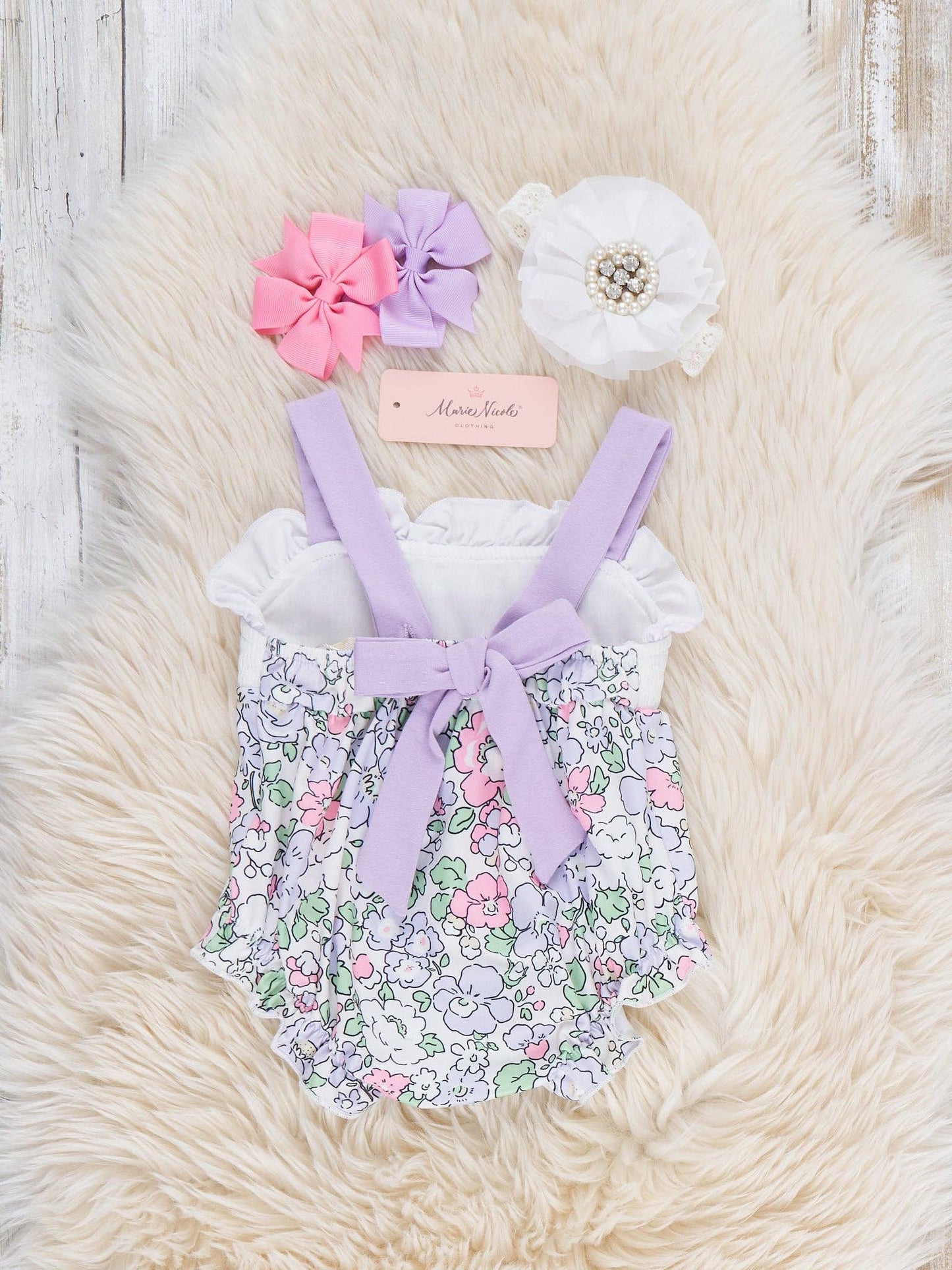 DADDY'S GIRL Petal Hem Smocked Ruffle Bubble Romper