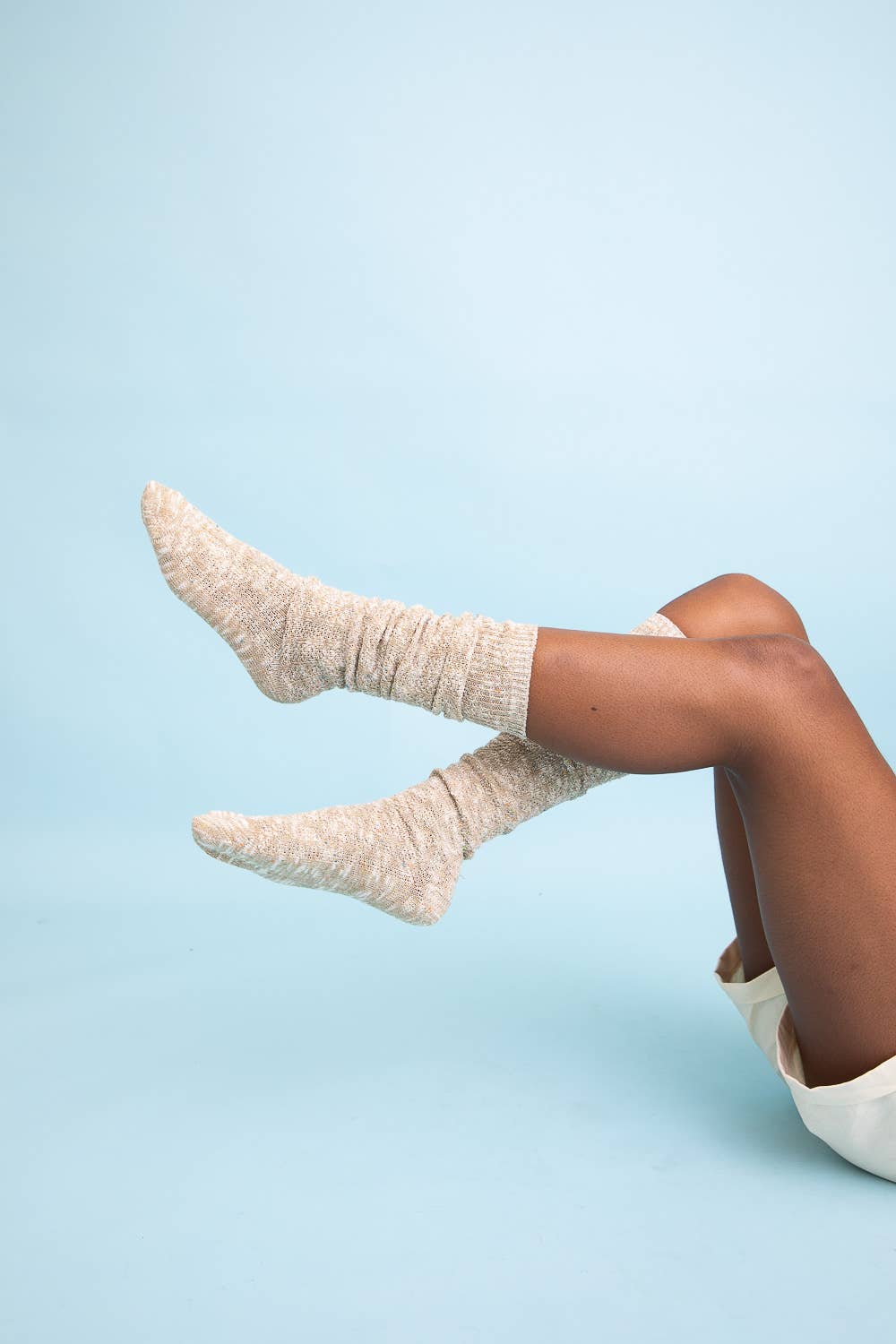 Speckle Knit Boot Socks: Beige