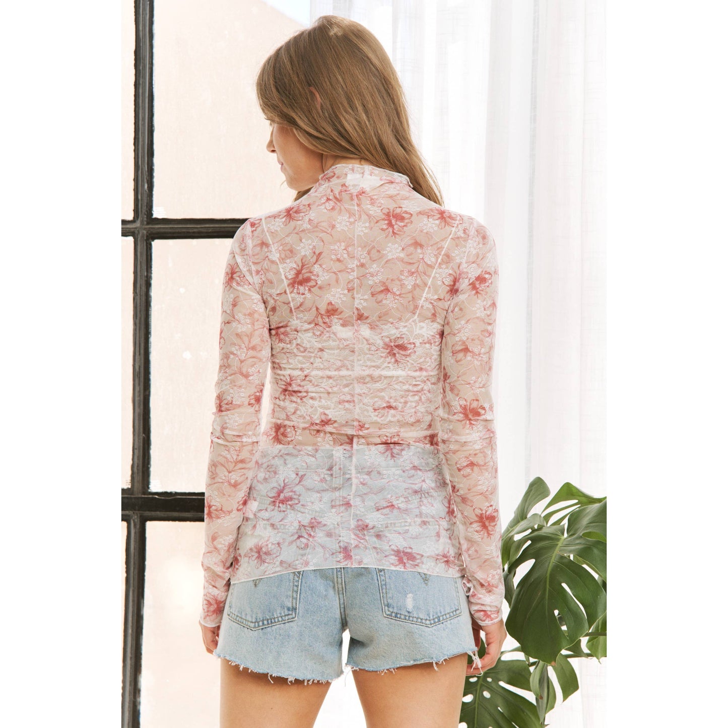 On Edge Lace Top: Blush Floral