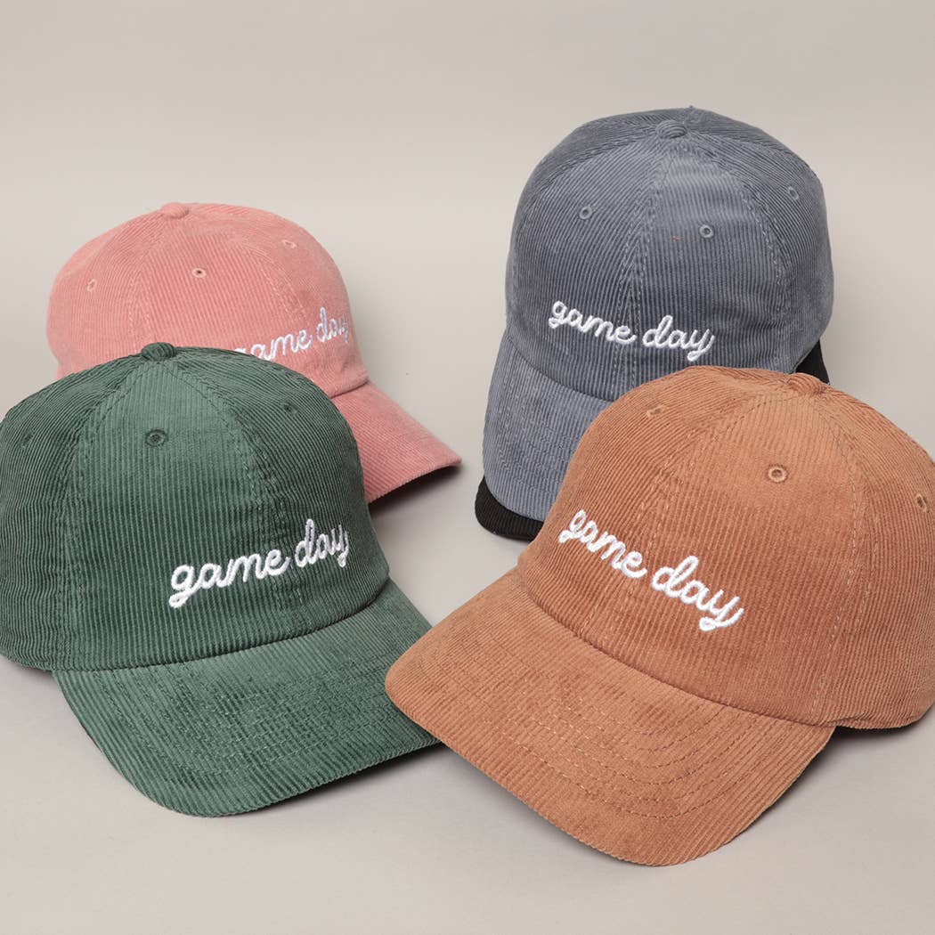 Game Day Embroidered Corduroy Cap: Black / ONE SIZE