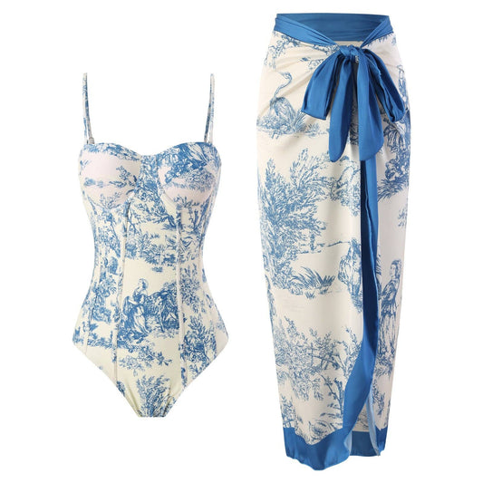 Harbor Blue Swimsuit with Cover Up