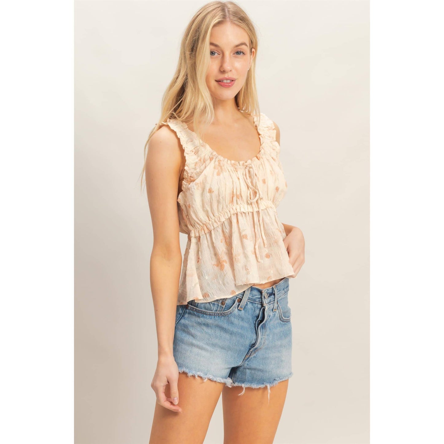 Peach Petal Ruffle Top