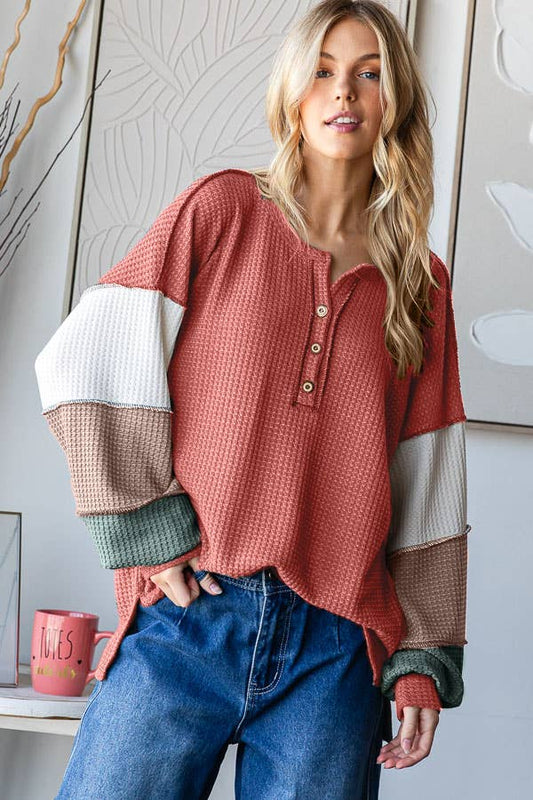 Rustwood Waffle Henley Top