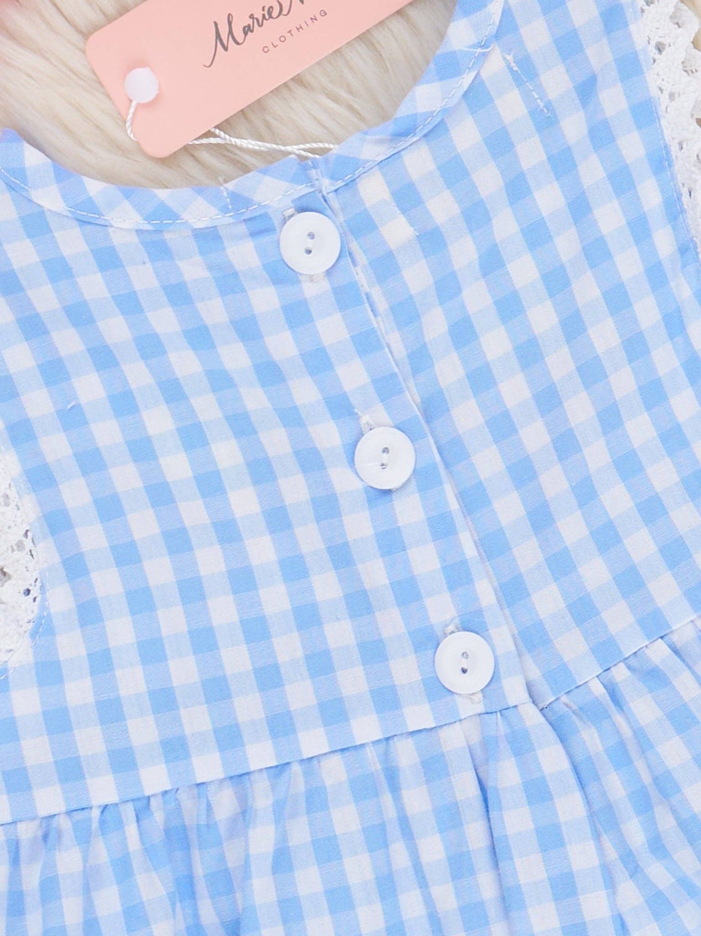 Gingham Embroidered Strawberry Ruffle Outfit