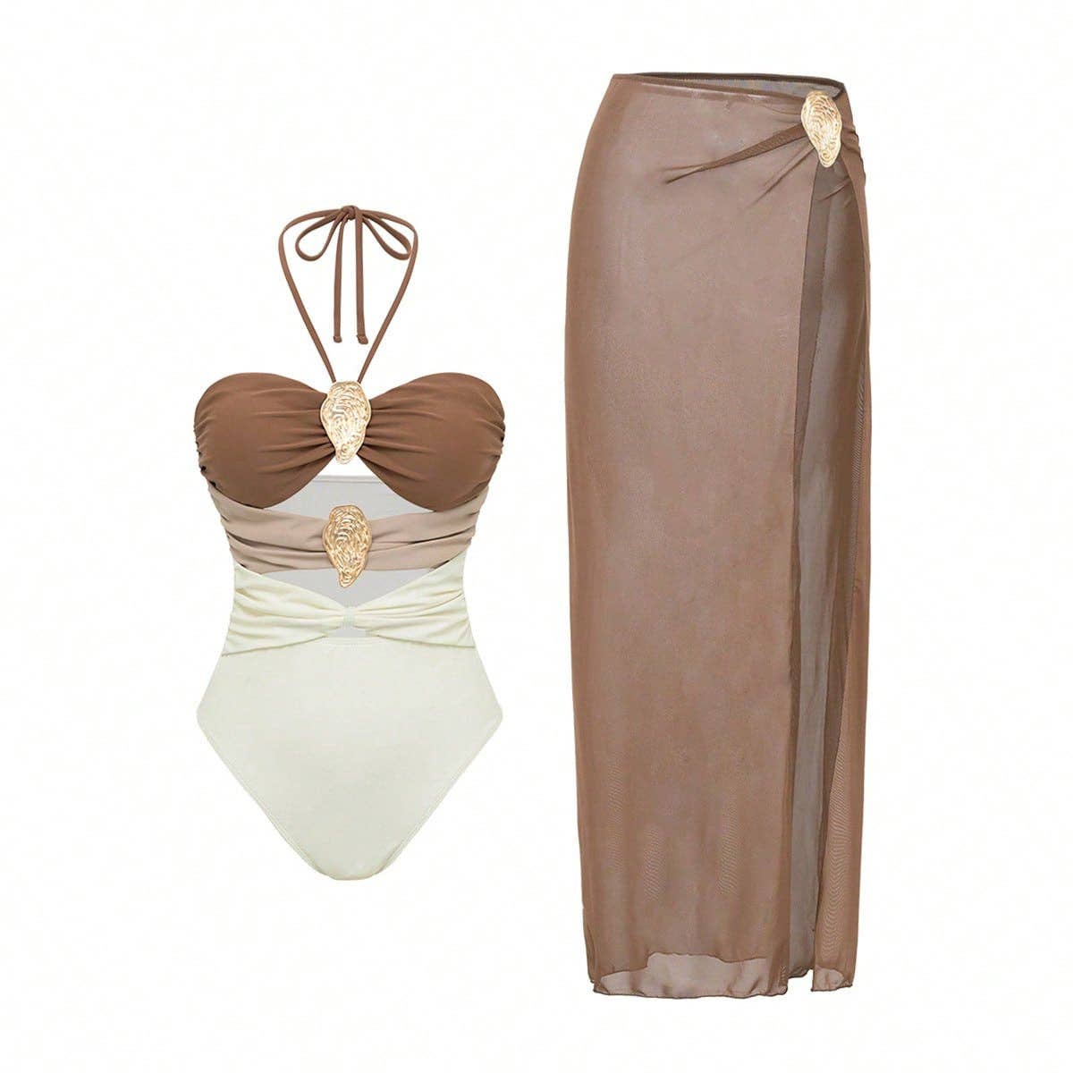 Bronze Tide Swimsuit with Cover Up