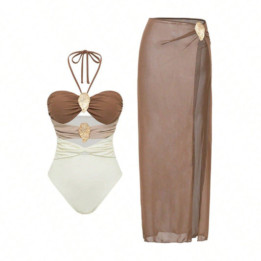 Bronze Tide Swimsuit with Cover Up