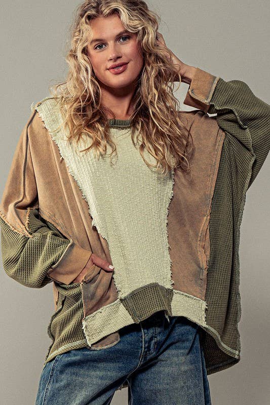 Olive Oversized Textured Top