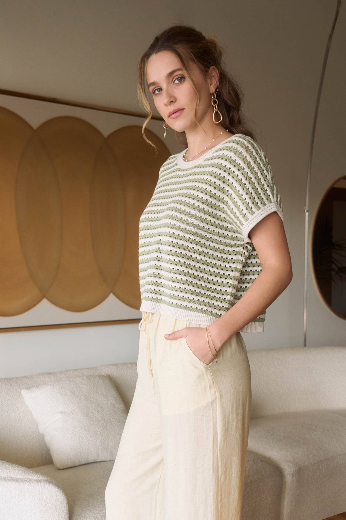 Olive Stripe Harvest Sweater