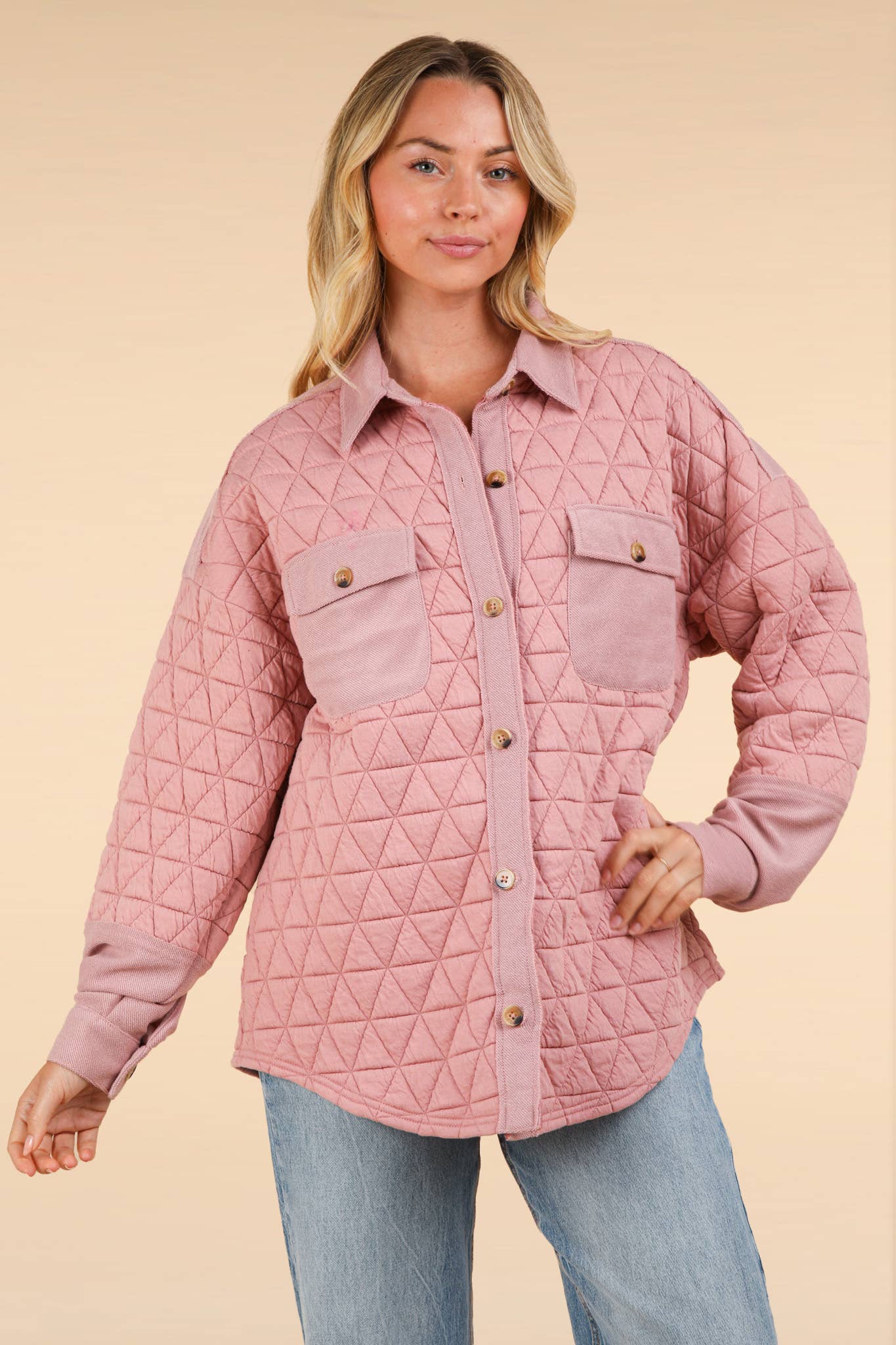 Quilted Blush Cozy Shacket