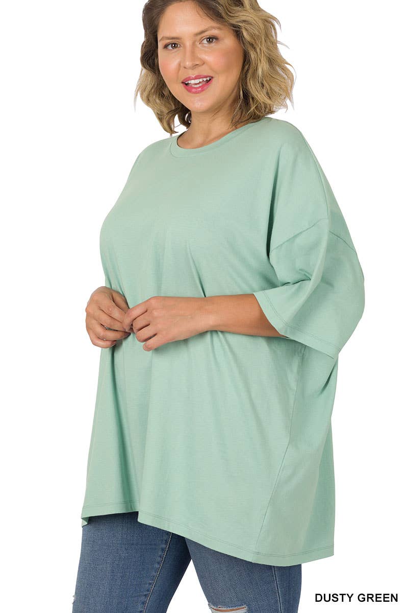 Plus Size Dusty Green Boyfriend Tee